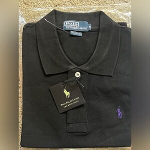 Ralph Lauren polo shirt medium 
New with tags never worn, black, purple emblem